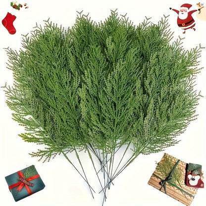 24pc Artificial Plants Pine Branches Evergreen Pines Leaves Sprigs Christmas Stem for DIY Wreath Gift Christmas Home Decorations