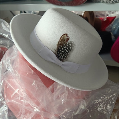 Men's fedora hat Men's and women's universal solid color fedora hat Women's 21 color wide brim jazz hat Autumn and winter Britis