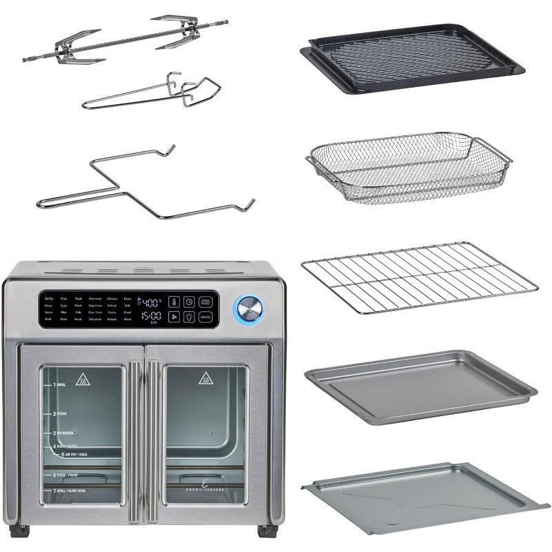Emeril Lagasse Extra Large French Door Air Fryer Toaster Oven Combo, 24 Cooking Functions and Digital Controls