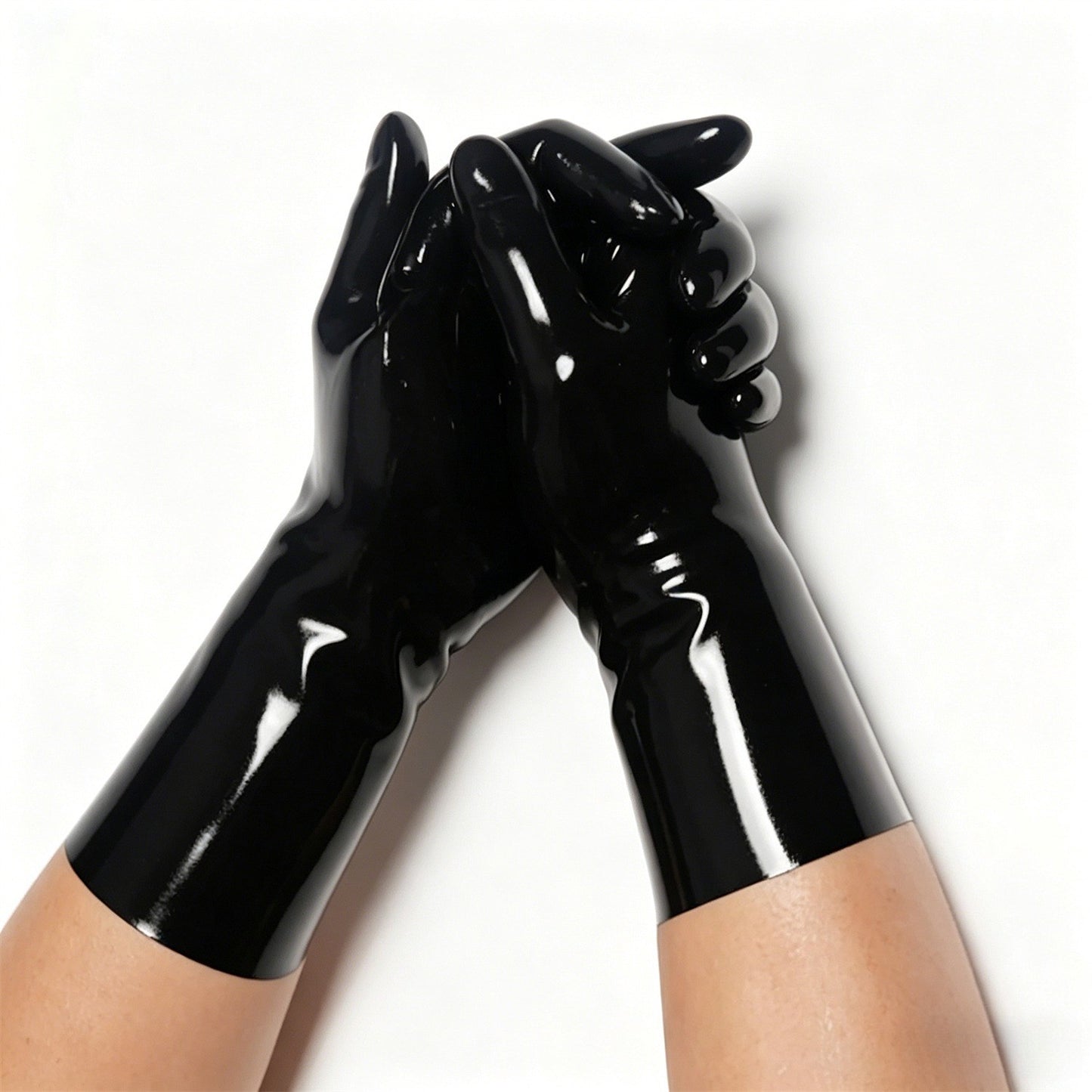 Unisex Natural Latex Black Gloves Rubber Short Gloves Cosplay Costumes Accessory