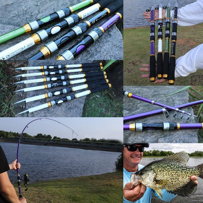 Sougayilang 4 Cores Vara de Pesca Telescópica 1,8m-2,7m Fibra de Vidro Cabo EVA Carpa Vara de Pesca Spinning Peso de Pesca 4,5kg