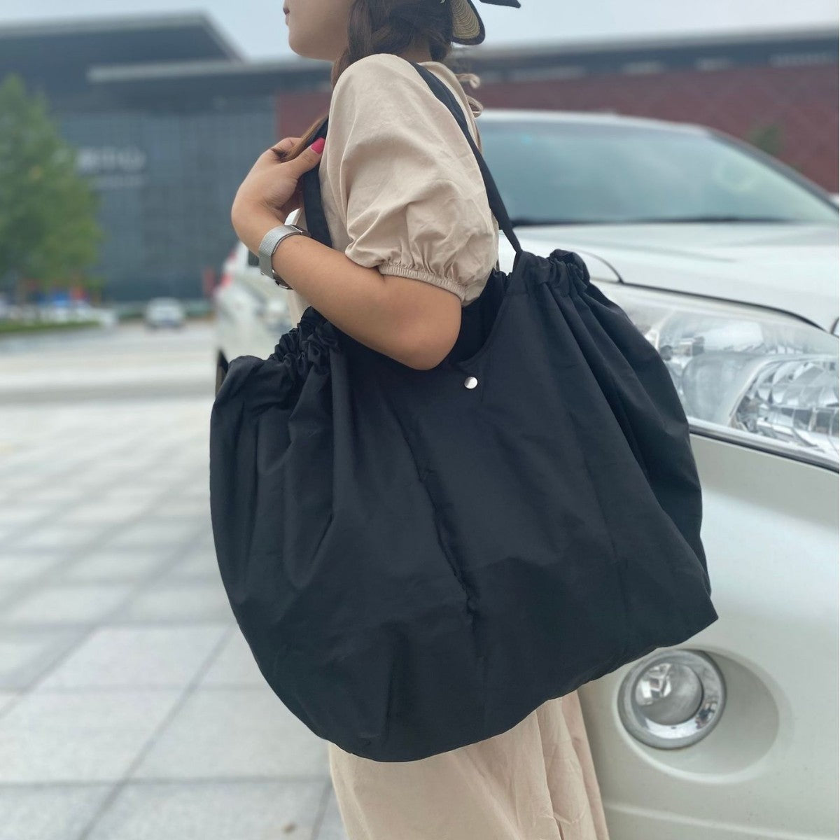 Fashion Foldable Shopping Bag Environmental Protection Large Capacity Supermarket Shopping Portable Folding Bag Out Handbag