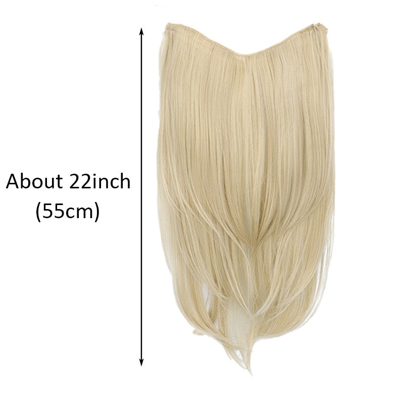 Aplique de Cabelo Sintético de 22 Polegadas, Uma Peça | Pontas Viradas para Dentro | Clips BB Fácil de Usar, Sem Danos | Volume e Comprimento Instantâneos
