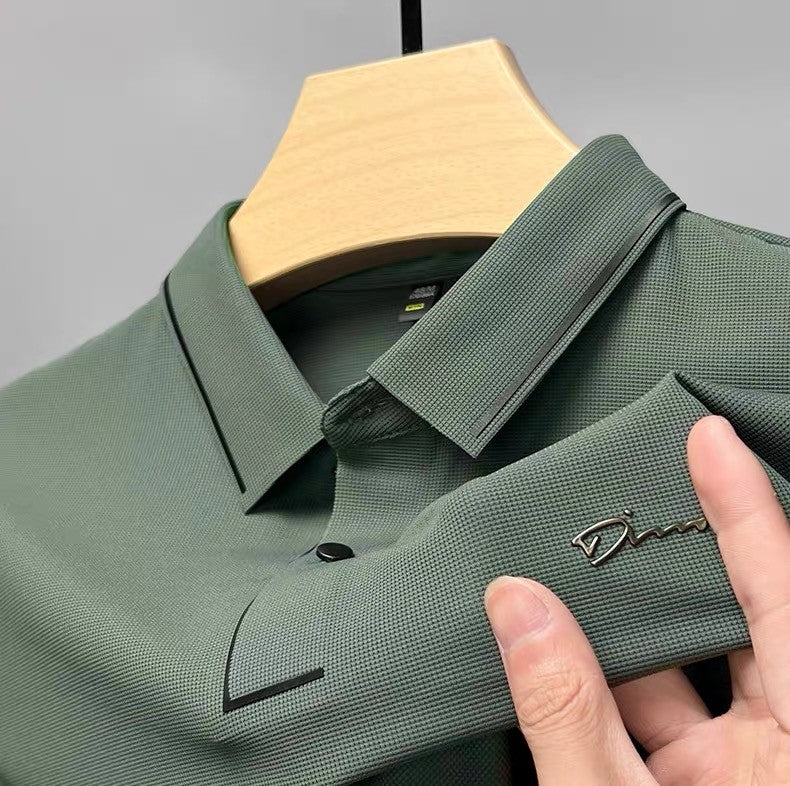 High end luxury brand fashion hot diamond short sleeve Advanced printed POLO shirt summer new Korean version men's lapel T-shirt