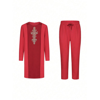 2025 African Traditional Men's Suit Luxury Casual Loose Two Piece Set Holiday Wedding Kaftan Fashionable Ethnic Men's Clothing