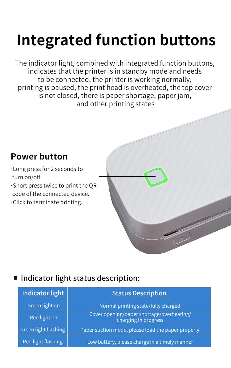 Impressora Térmica Portátil Sem Tinta A4 Bluetooth PDF Excel Word para Impressão de Documentos com Rolo de Papel para Trabalho de Escritório Casa Escola