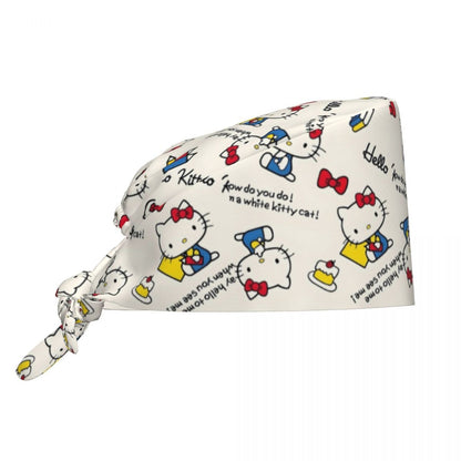 Custom Hello Kitty Medical Staff Scrubs Hat Women Men Cartoon Chara For Chef Hat Scrub Caps