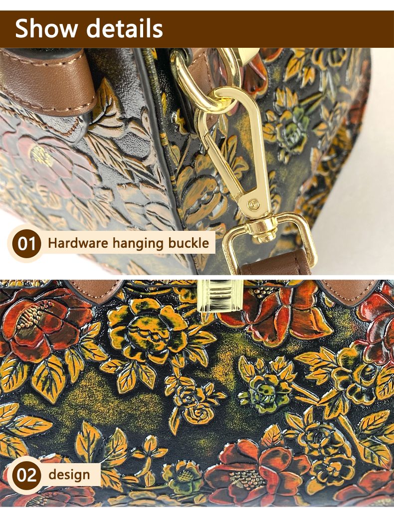 High-End Women's Large Capacity Crossbody Bag Light Luxury Camellia Relief Design Handbag for Stylish Storage