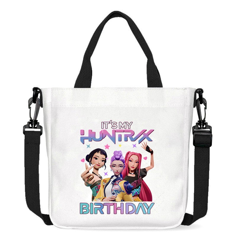 Kawaii KPop Demon Hunters Fashion Shoulder Bag Cartoon Handbag Large Capacity Crossbody Bag Portable Canvas Storage Bags Gift