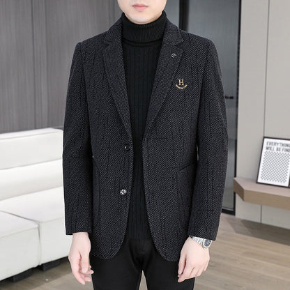 2026 Men's Striped Embroidered Casual Wool  blazer