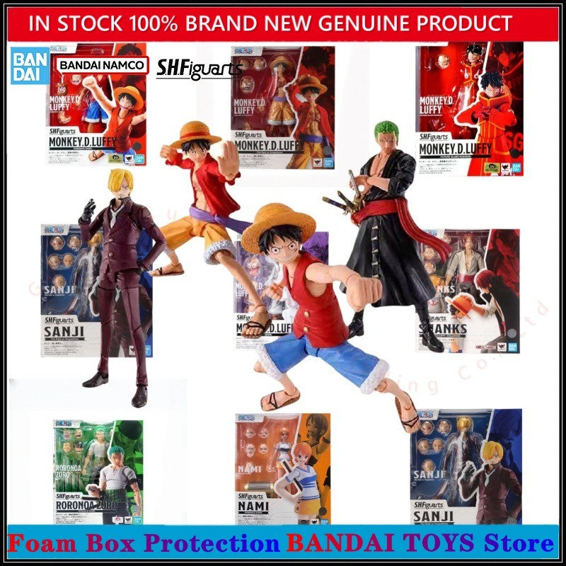 Atacado Bandai 100% Genuíno One Piece Model Kit Anime Figures SHF Monkey D Luffy Nami Shanks Roronoa Zoro Romance Dawn