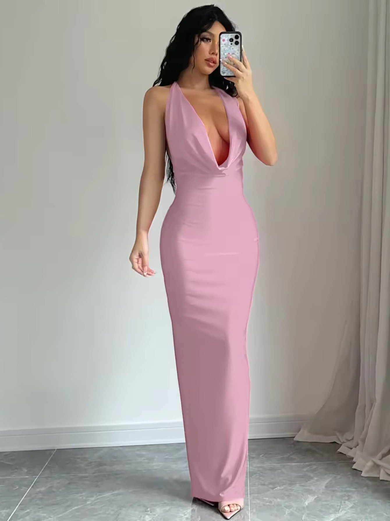 Dulzura Autumn Women Halter Backless Midi Dress For Women Bodycon Sexy Party Ele