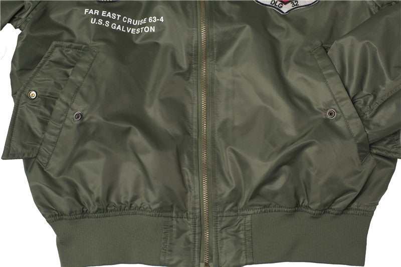 High Quality Military Fashion Casual Boy Youth Lightweight Top Gun Patch Embriodey Streetwear Ma1 Satin Flight Bomber Jacket Men