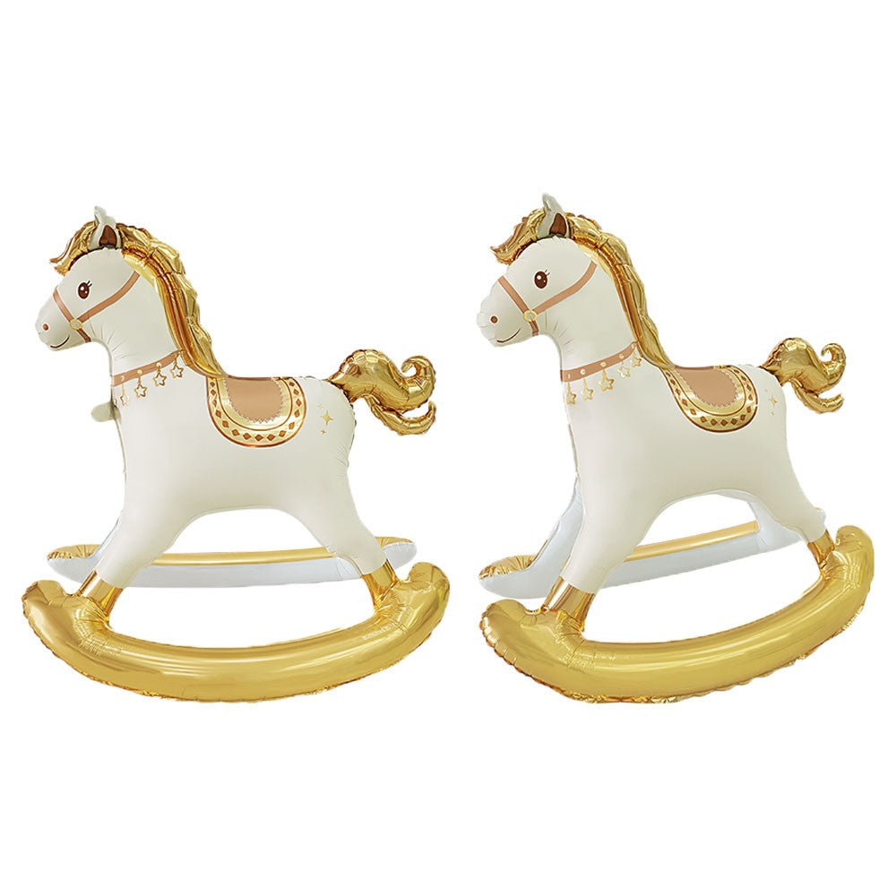 Cartoon 3D Standing Horse Foil Balloon Cartoon Matte Retro Horse Birthday Party Baby Shower Decoration Aluminum Foil Balloons