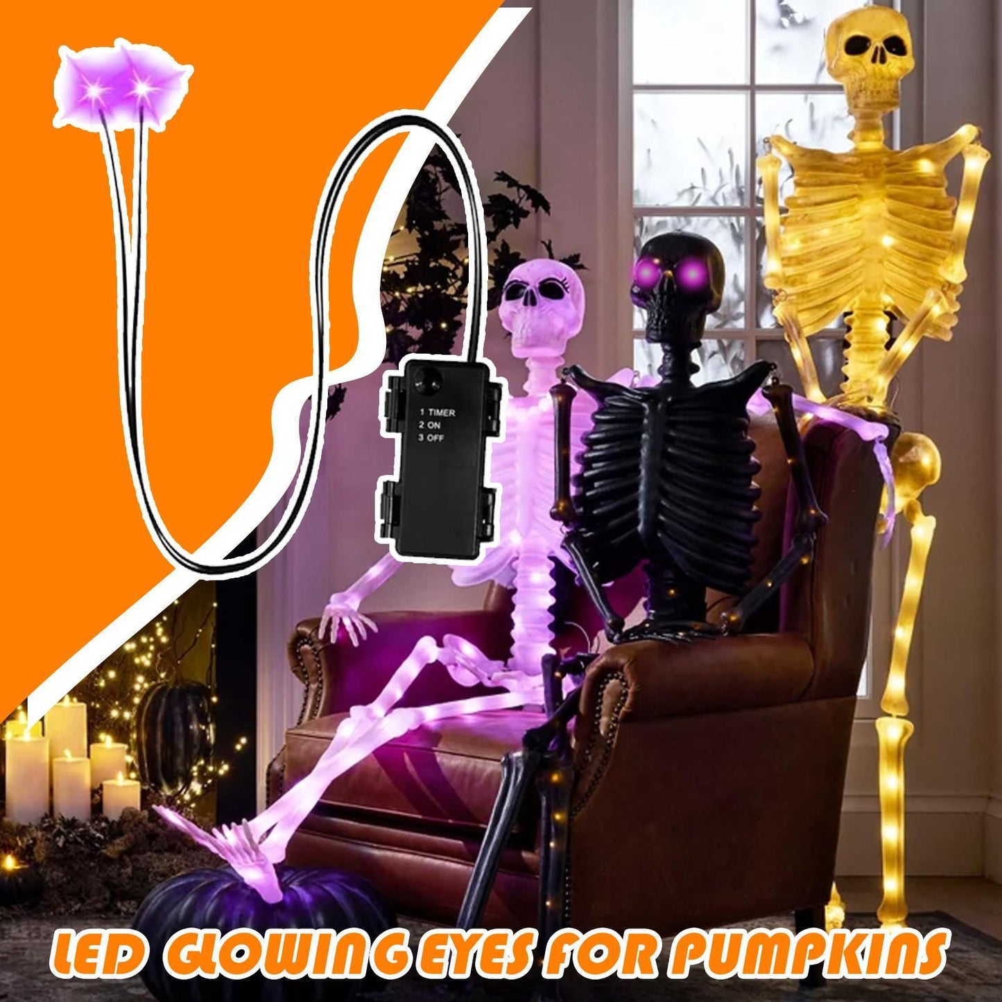 Halloween LED Glowing Eyes With Timer Light Up DIY Eyes For Skeleton Pumpkins Masks Tombstones Indoor Outdoor Horror Decors