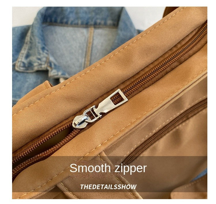 Simplicity Oxford Canvas Composite Shoulder Bag Solid Color Versatile Lazy Style Crossbody Bag Large Capacity Commuter Tote Bag