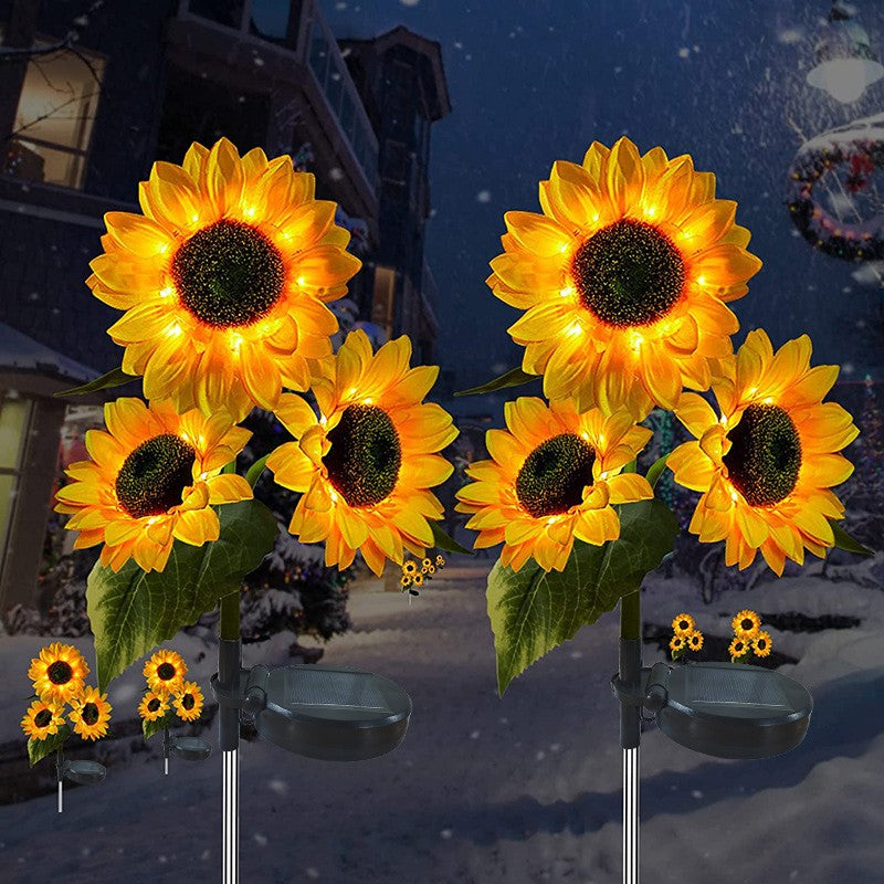 LED Solar Sunflowers Rose Flower Light Home Decorative Flower Lights Garden Decoration Lawn Lamp Waterproof Landscape Rose Light
