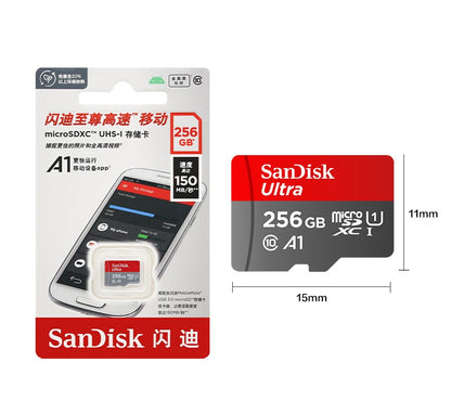 Cartão Micro SD SanDisk Original C10 32GB 64GB 128GB 256GB 512GB Até 150MB/s Cartão de Memória Microsd 1TB Cartão Flash TF A1 para Celular
