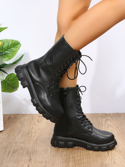 Autumn winter plus size new shoes Women Fashion Laceup Boots Chelsea Zipper Ladies  Sports Casual Heel  platform