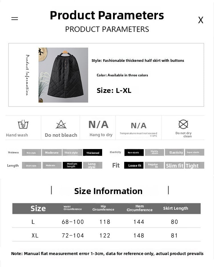 Retro Warm Cotton Quilted Long Midi Skirt High Waist A-Line Skirt for Middle-Aged And ly Women Diamond Patterned f Skirt