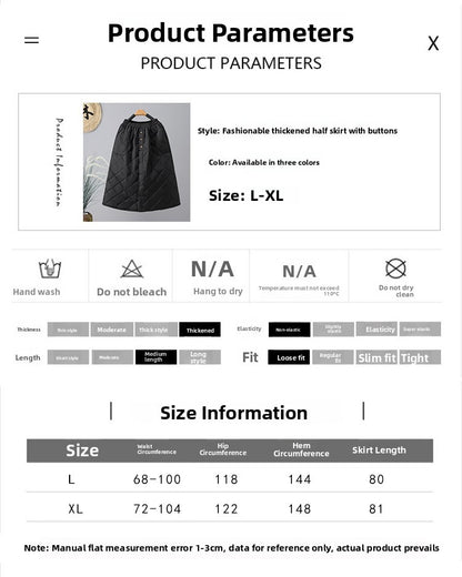 Retro Warm Cotton Quilted Long Midi Skirt High Waist A-Line Skirt for Middle-Aged And ly Women Diamond Patterned f Skirt