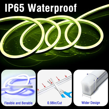 30M/20M Mexllex RGB Neon Light Strip with APP &Remote, Color Change Waterproof Music Sync Mode for Bedroom Room Outdoors Decro