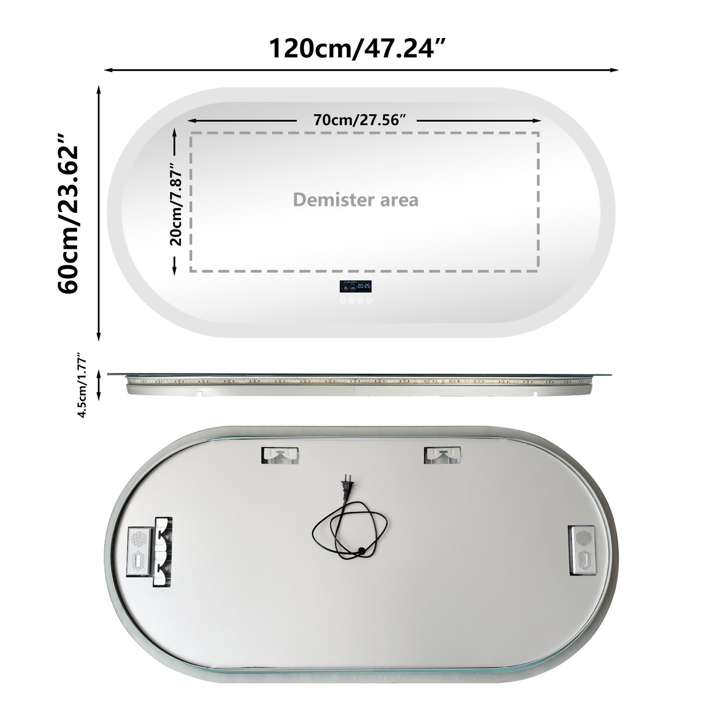 LUVODI 20x32” Led Lighted Bluetooth Bathroom Mirror Backlit Illuminate Dimming Vanity Mirror with Time Date Display Anti-fog