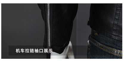 Men White Locomotive Leather Jackets Moto Biker Pu Leather Coats High Quality Male Spring Autumn Slim Leather Jackets Size 5XL