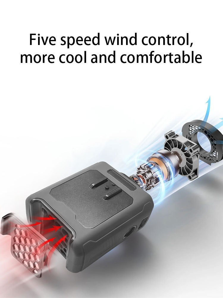 10000mAh Waist Fan Portable Handheld Hanging Neck Fan Ultra-Strong Wind with Phone Charging LED Light for Outdoor Working