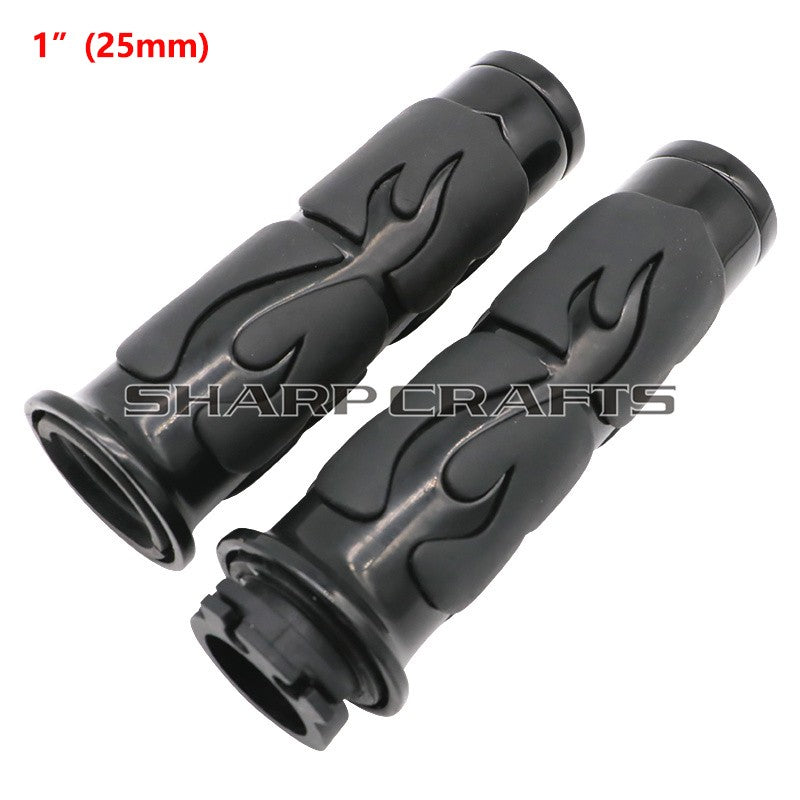 1" 25mm & 7/8'' 22mm Billet Rubber Flame Spike Hand Grips For Harley Honda Kawasaki Suzuki Yamaha  Bikes Cruiser Chopper Custom