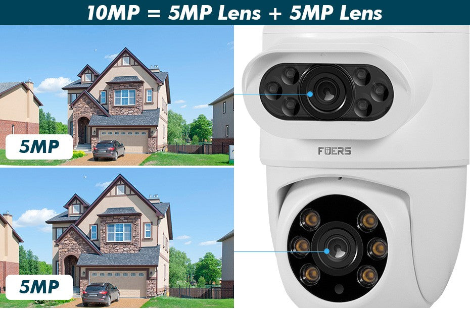 FUERS 5K 10MP Dual Lens IP Camera Tuya Smart Home Security Auto Tracking Wireless Alarm WIFI CCTV Surveillance Outdoor Camera