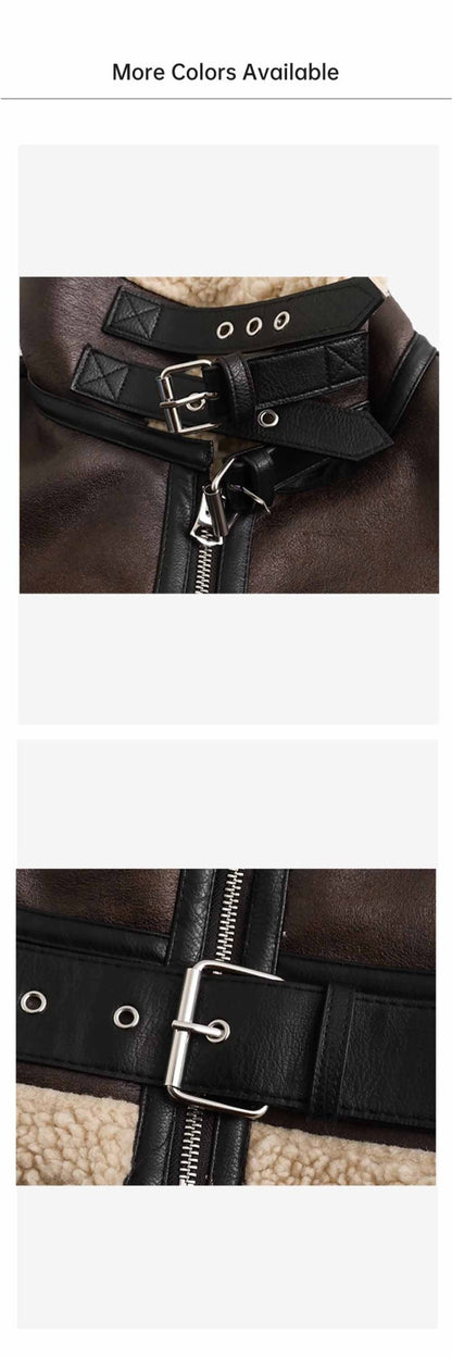 2024 Autumn/Winter New Product Casual Women's Wear Flip Collar Fur Integrated Loose and Versatile Short Jacket Coat