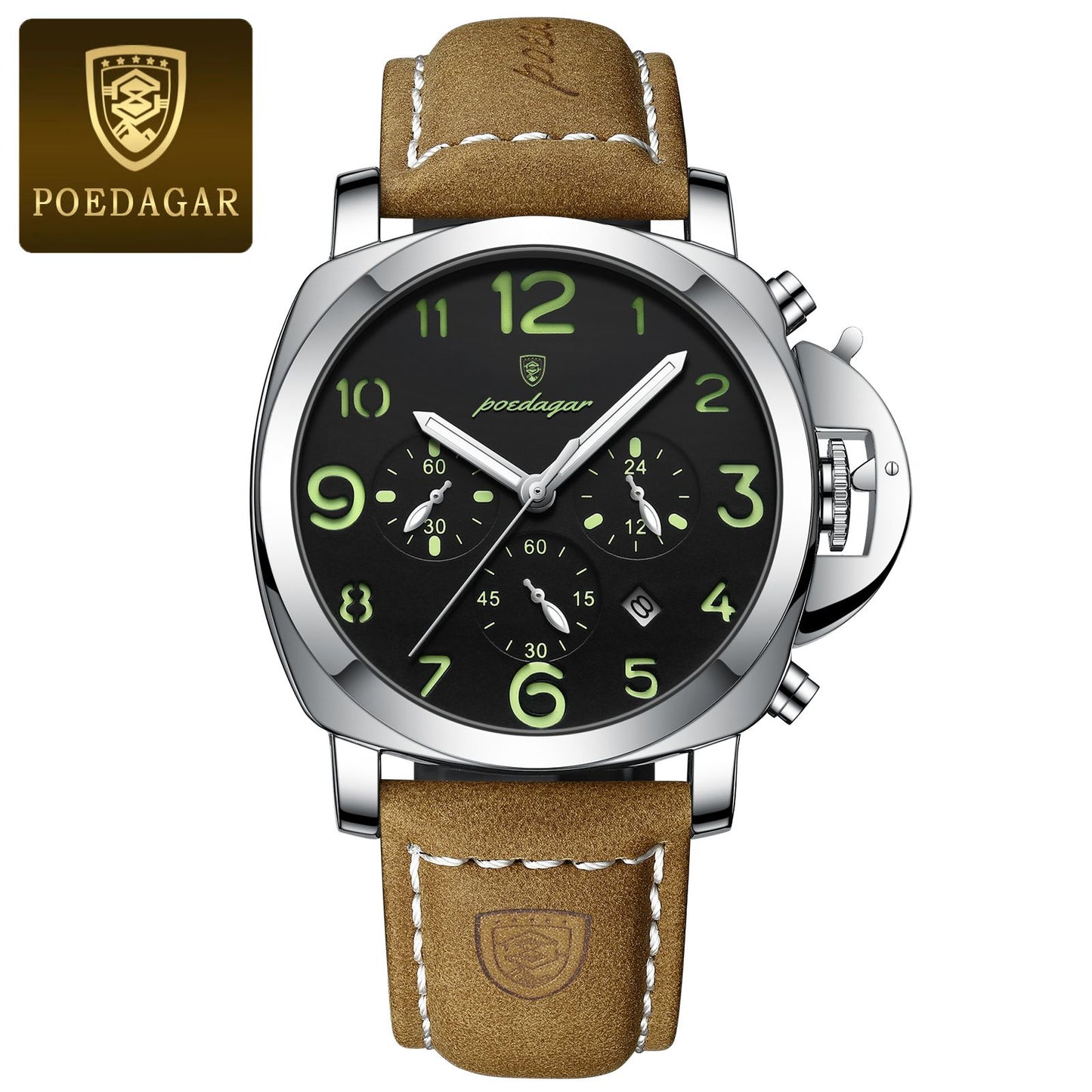 POEDAGAR Top Luxury Fashion Watch For Men Waterproof Luminous Chronograph Man Watch Leather Military Men's Quartz Watches Reloj