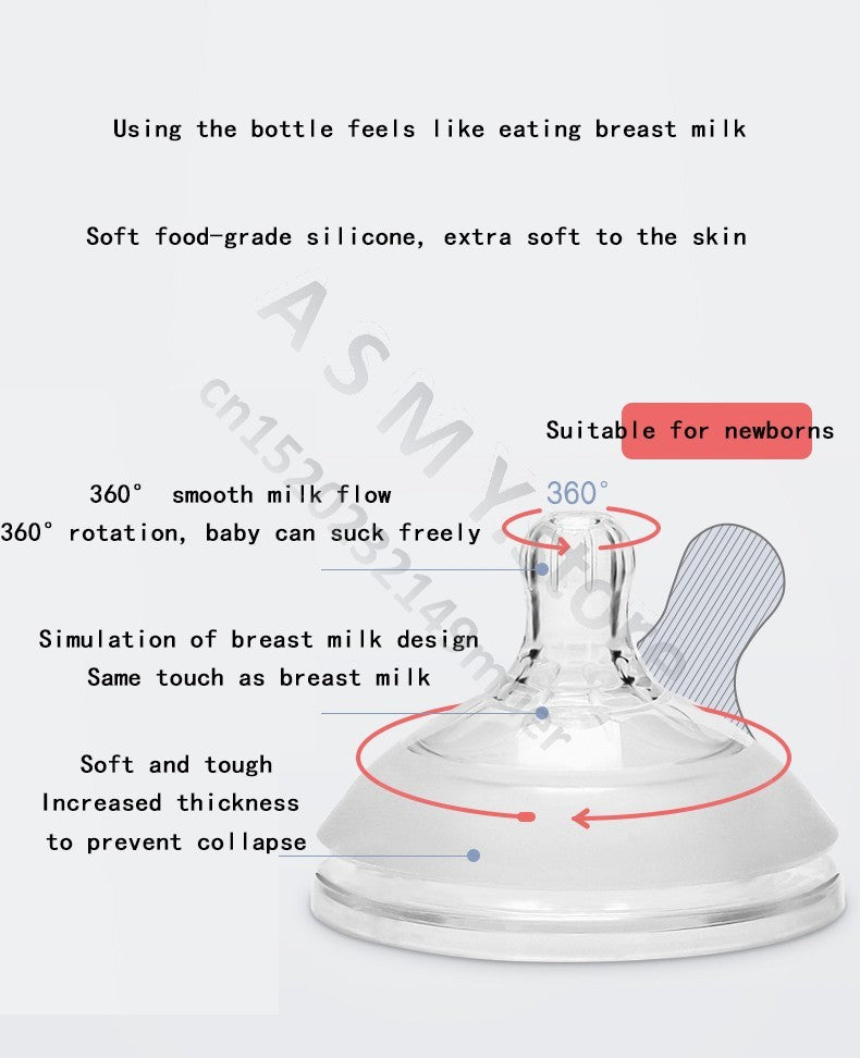 Oberni 240ml/300ml newborn PPSU baby bottle, large wide-bore easy to clean, wear a handle, baby more convenient to drink milk