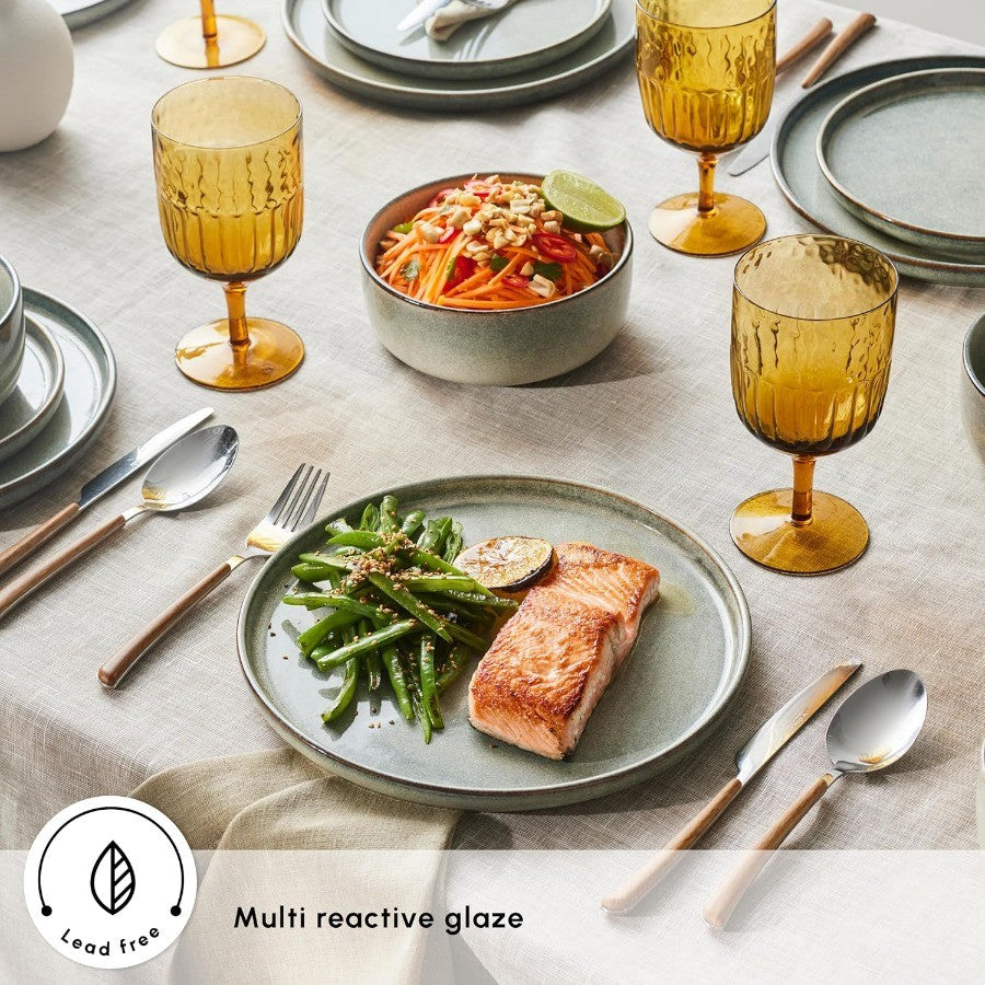 New Skal 18Piece Dinnerware Sets for 6 People Modern Design Stoneware Dinner Set Kitchen Plates Bowls Reactive Glaze Dishwasher