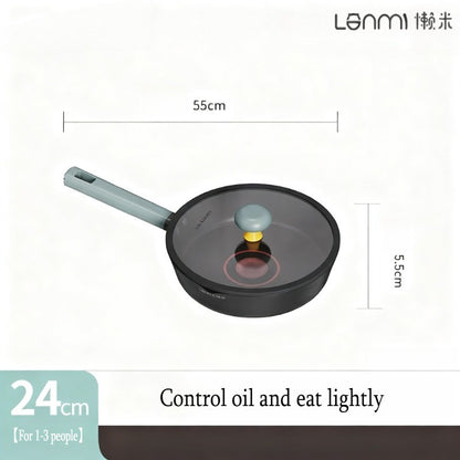 Fritadeira Funda Antiaderente 24cm LAN MI Panela para Fritar Wok Panela para Café da Manhã Panela para Panqueca Panela de Corpo Mais Fundo Panelas Multifuncionais
