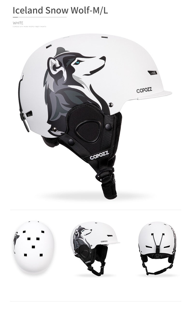 COPOZZ Novo Capacete de Esqui Unissex com Certificado, Meio-Coberto, Anti-impacto, Para Adultos e Crianças, Segurança na Neve, Capacete de Snowboard