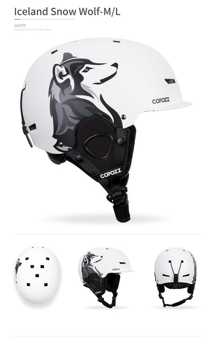 COPOZZ Novo Capacete de Esqui Unissex com Certificado, Meio-Coberto, Anti-impacto, Para Adultos e Crianças, Segurança na Neve, Capacete de Snowboard