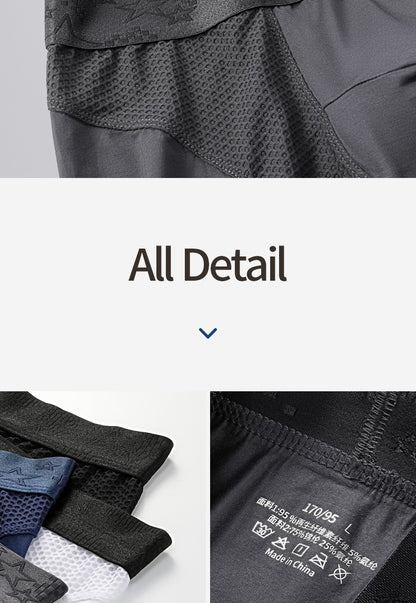 Extra Long Sports Underwear Men's Boxer Briefs Anti-Wear Leg Running Large Size Breathable Training Boxer Briefs