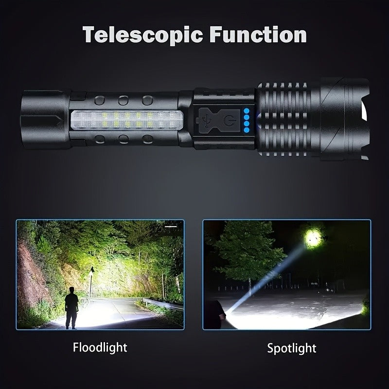 Rechargeable LED Flashlights Zoomable Torch with 18650 Battery 7Modes Waterproof High Power Hand LightFor Outdoor Camping Hiking