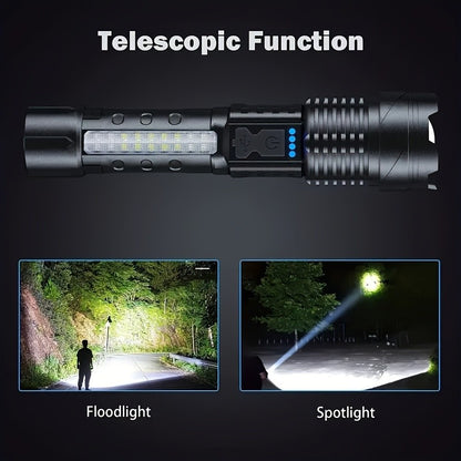 Rechargeable LED Flashlights Zoomable Torch with 18650 Battery 7Modes Waterproof High Power Hand LightFor Outdoor Camping Hiking