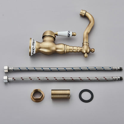 Antique Brass Bathroom Faucet Rotating Spout Basin Sink Mixer Tap Bathroom Kitchen Washing Faucet Washbasin Taps Kitchen Mixers