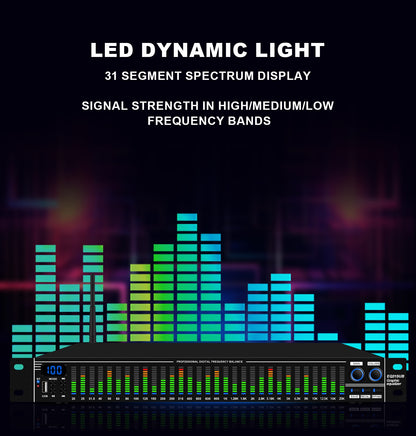 EQ31SUB Digital Equalizer 31 Stage Tuner Professional Stage Performance Noise Reduction Audio Processing