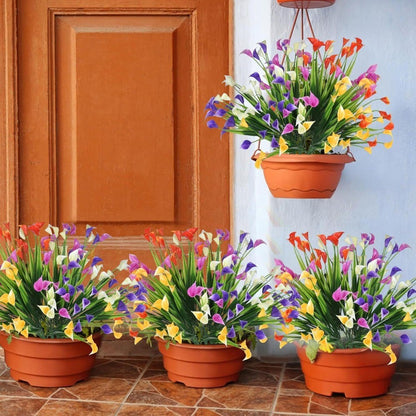 1/2/5Pcss 33cm Artificial Calla Lily Bouquet Plastic UV Protection Calla Lily Artificial Flowers Fake Plant Home Room Decor
