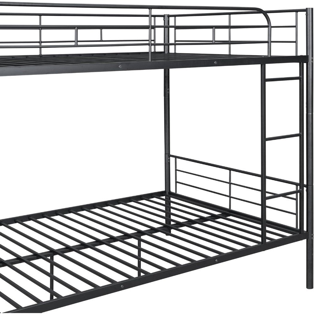 Full Over Full Metal Bunk Bed with Ladder and high Guardrail, Able to Split, Storage Space, No Box Spring Needed, Noise Free
