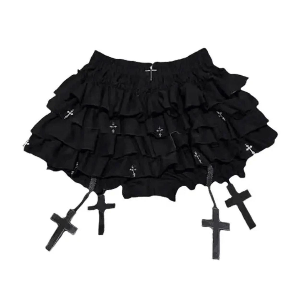 Punk Skirt Cross Woman Clothing Short Dress Goth 90s Y2K Kawaii Vintage Japan Harajuku Ball Gown Grunge Fashion Summer Hot Girl