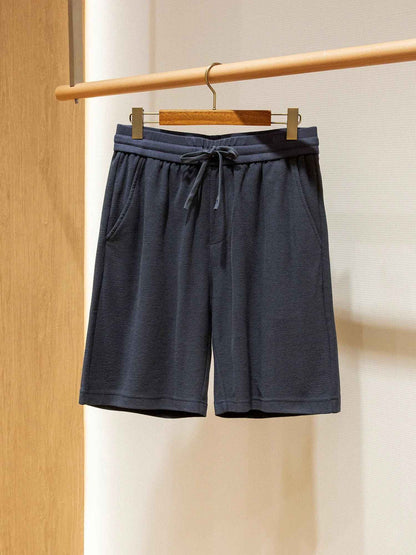 LP high-grade custom-woven cotton fabric summer men's casual elastic waist drawstring sports shorts