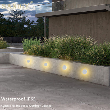 SANDIY Led Step Light Recessed Wall Lamp Round Stair Lighting Waterproof Indoor&Outdoor Luminaire for Bathroom Yard Balcony Deck