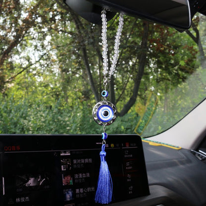 Franjas de Cristal Olhos Azuis Acessórios para Carro Olho de Demônio Pingente de Retrovisor Automotivo Decoração de Carro Presentes de Halloween Talismã Para Homem