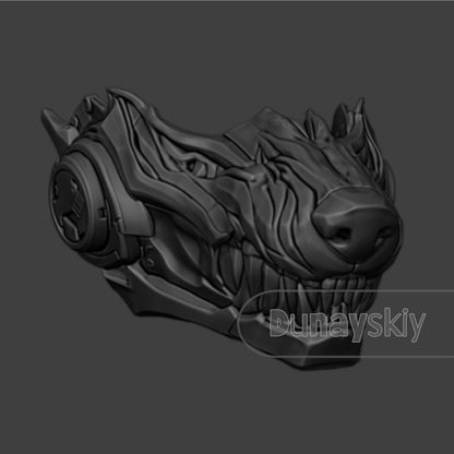 Love and Deepspace Valko Wolf Mask Cosplay Prop Furry 3D Printed Sci-Fi Wolf Head Mask Fluffy Brown Wolf Ears Hair Halloween